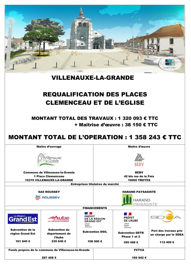 Affiche des cofinanceurs des travaux de requalification des places Clemenceau et de l'Eglise à Villenauxe-la-Grande-1