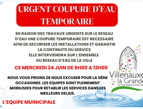 URGENT COUPURE D&rsquo;EAU GENERALE TEMPORAIRE