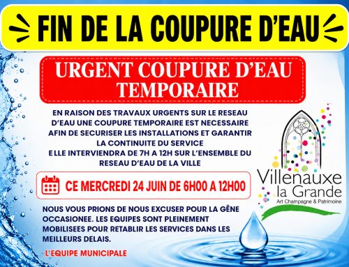 URGENT COUPURE D&rsquo;EAU GENERALE TEMPORAIRE