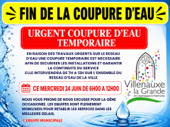 URGENT COUPURE D&rsquo;EAU GENERALE TEMPORAIRE